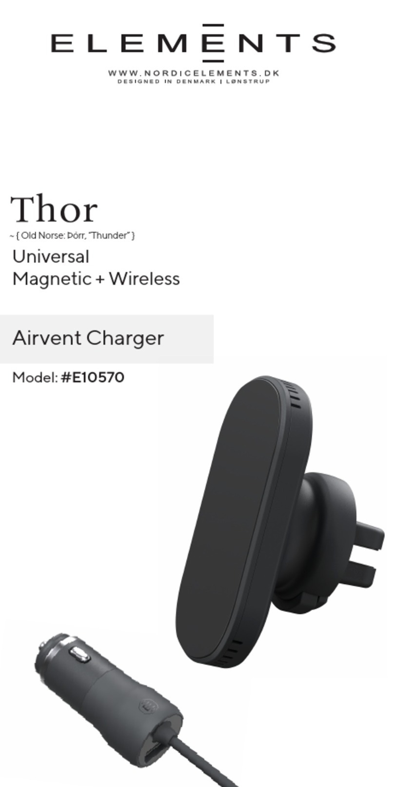 Elements Thor Airvent Charger E10570 manual
