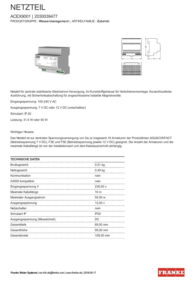 Franke ACEX9001 Installation and operating instructions
