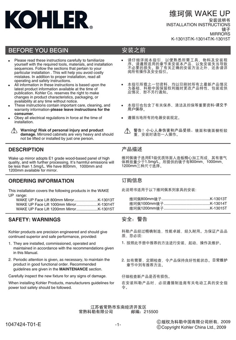 Kohler K-13013T User manual