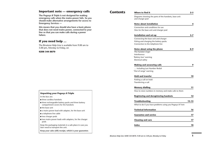 Binatone Pegasys 8 Triple User manual