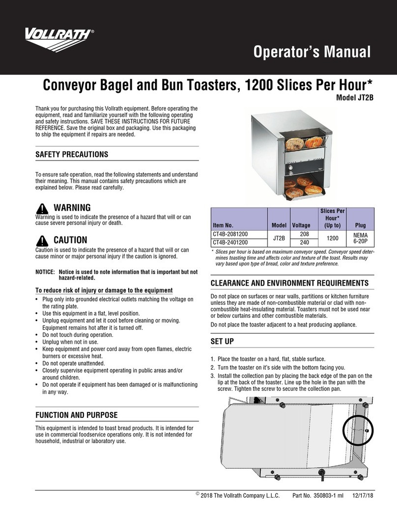 Vollrath JT2B Operator's manual