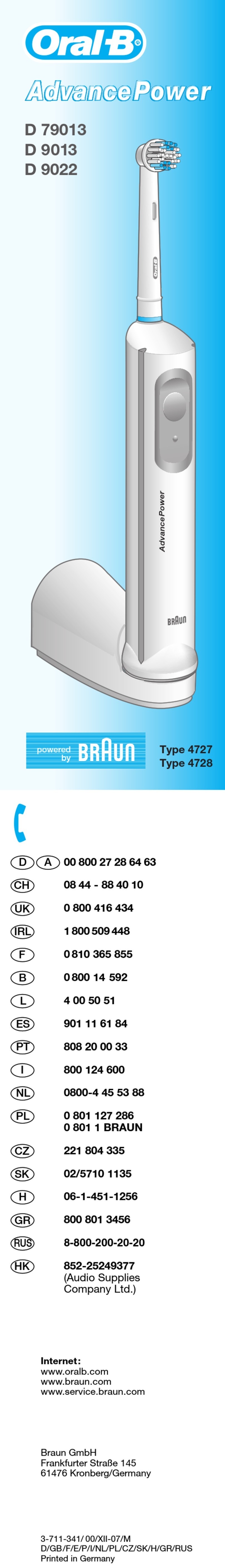 Braun Oral-B Advance Power D 79013 manual