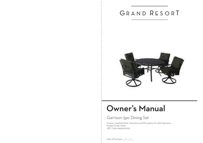 GRAND RESORT Garrison 5pc Dining Set owner's manual GRAND RESORT Garrison 5pc Dining Set owner's manual