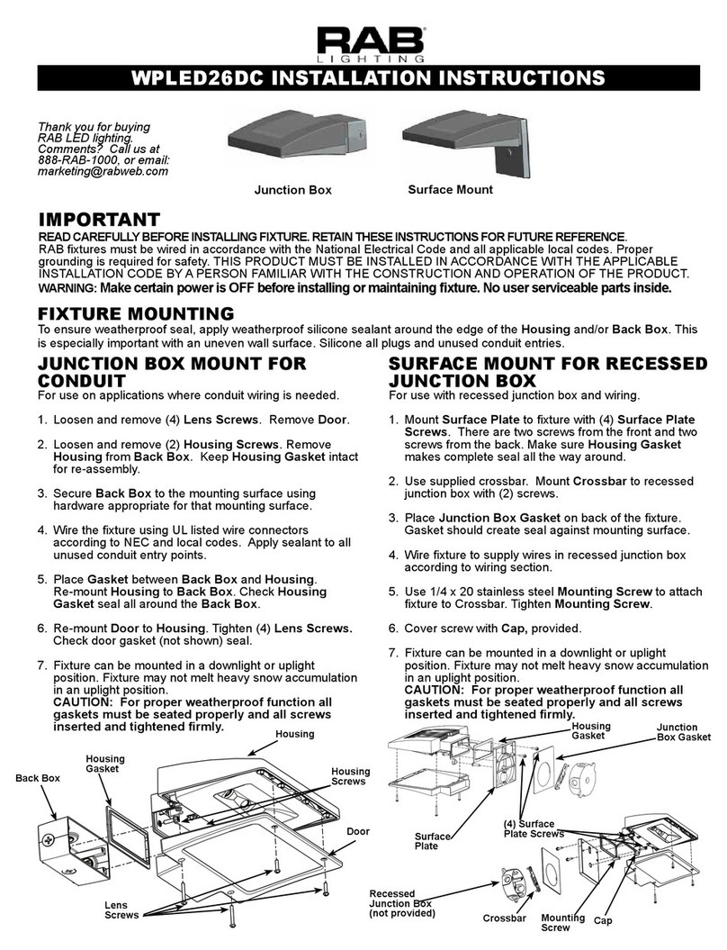 RAB Lighting WPLED26DC installation instructions RAB Lighting WPLED26DC installation instructions