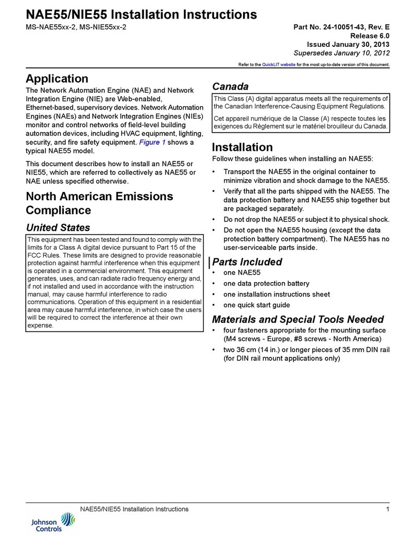 Johnson Controls NIE55 Series User manual Johnson Controls NIE55 Series User manual