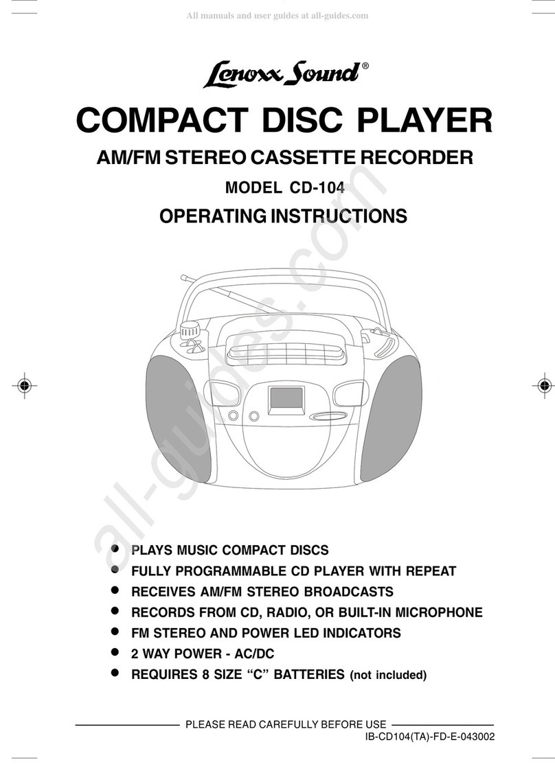 Lenoxx Sound CD-104 operating instructions