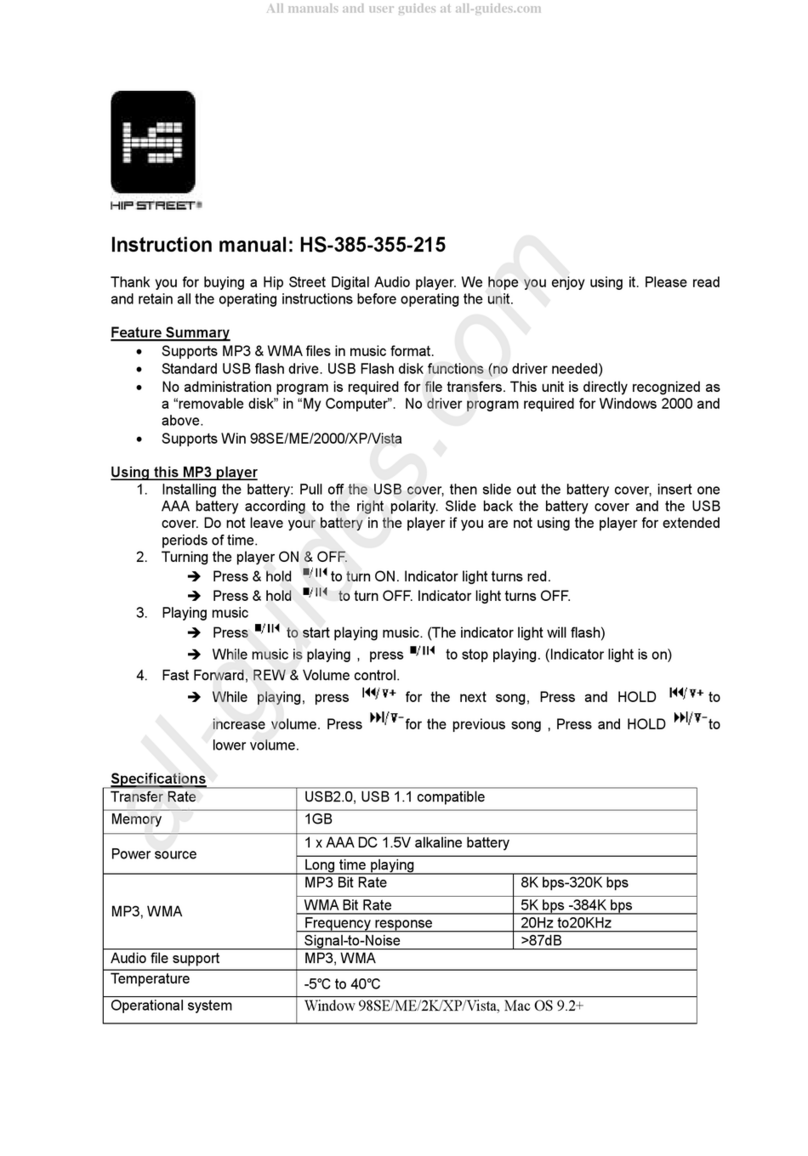 Hipstreet HS-385 instruction manual