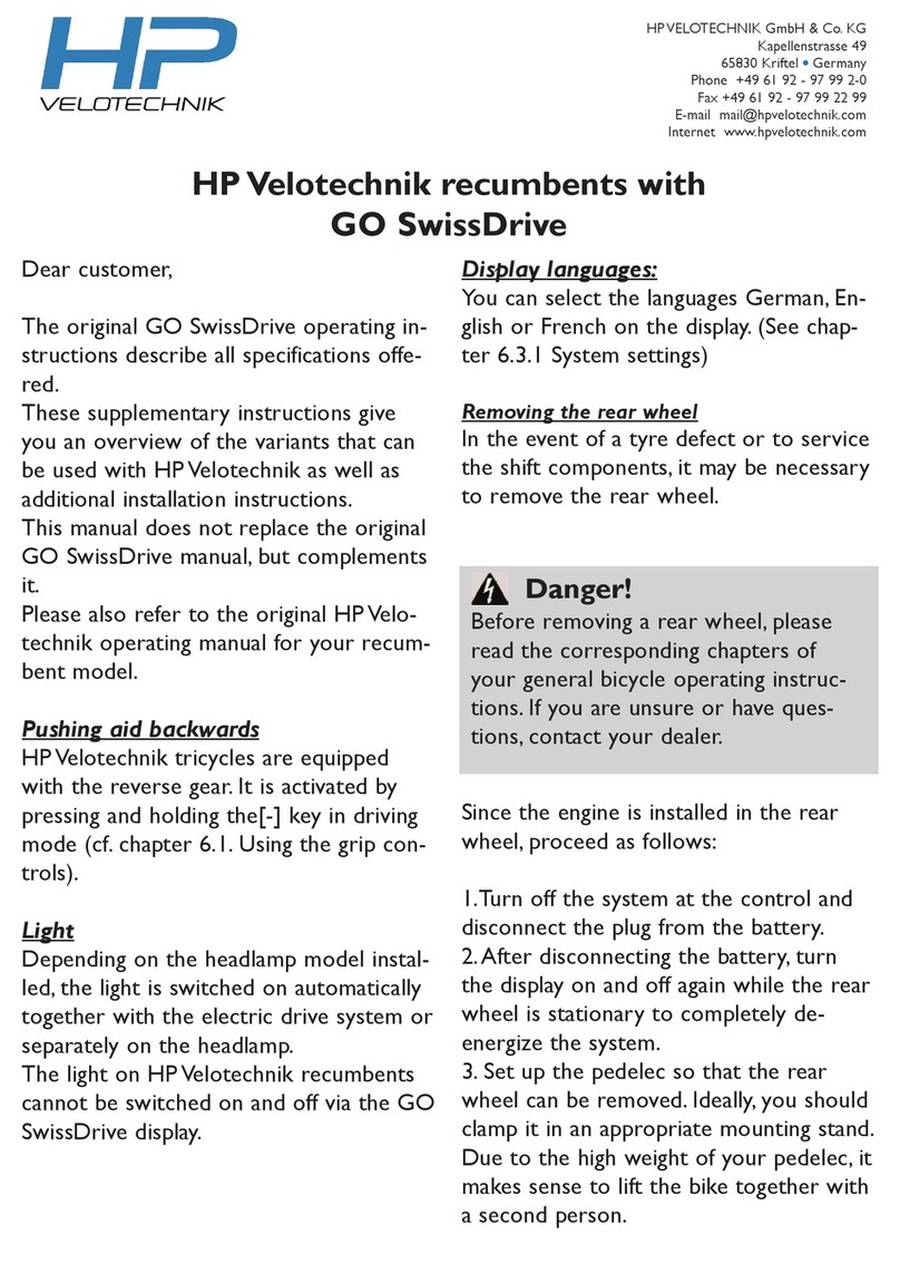 HP Velotechnik Go SwissDrive operating instructions
