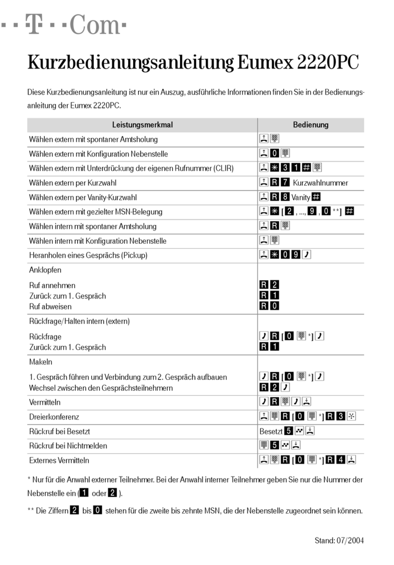 T-COM Eumex 2220PC Quick reference guide