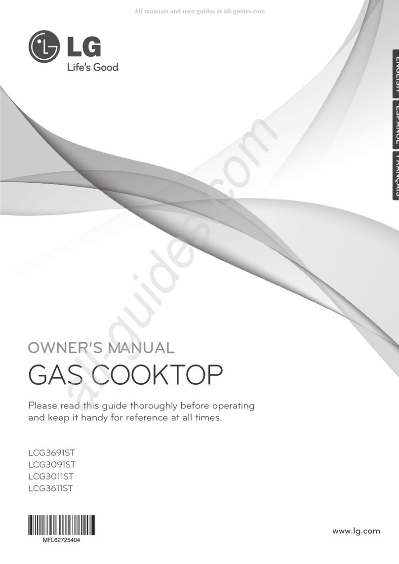LG LCG3691ST - 36" Gas Cooktop User manual LG LCG3691ST - 36" Gas Cooktop User manual