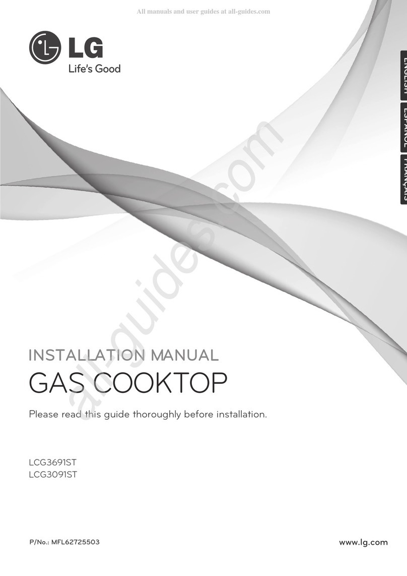 LG LCG3691ST - 36" Gas Cooktop installation manual