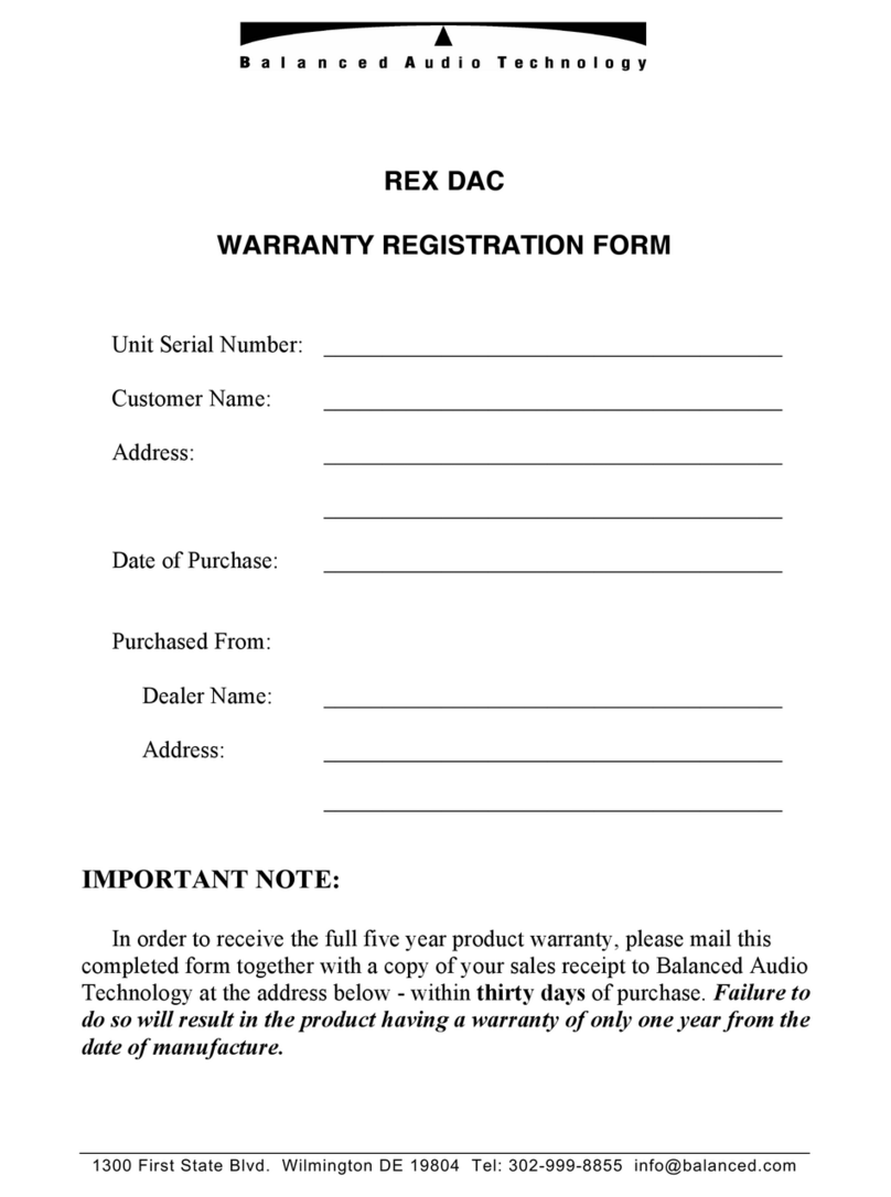 Balanced Audio Technology REX DAX owner's manual