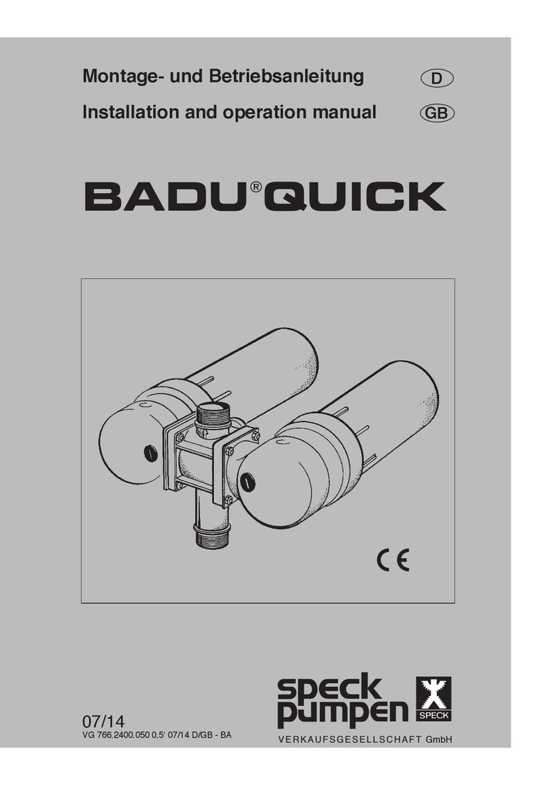 Speck pumpen BADU QUICK Series Installation and operation manual Speck pumpen BADU QUICK Series Installation and operation manual