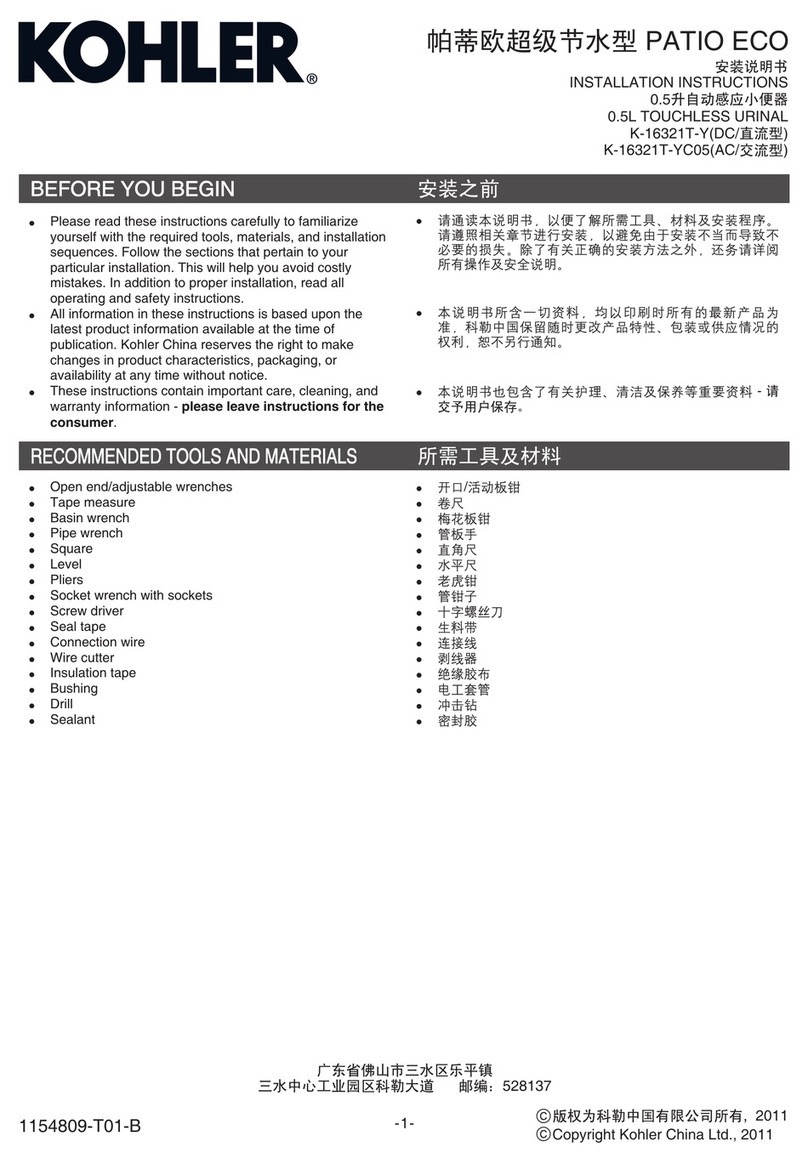 Kohler PATIO ECO K-16321T-Y User manual
