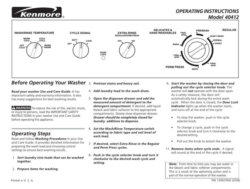 Kenmore 40412 User manual