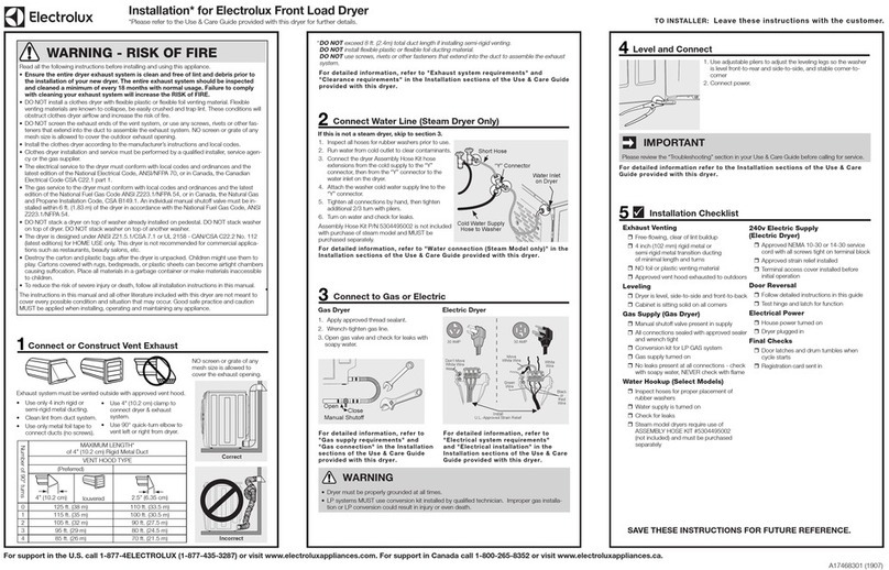 Electrolux FEFME527UTT installation manual