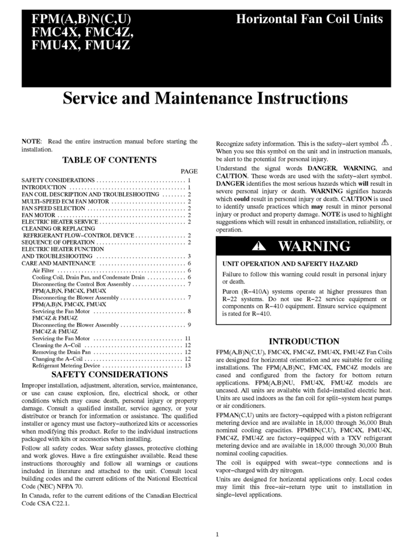 Tempstar FPMN Series Service and maintenance instructions