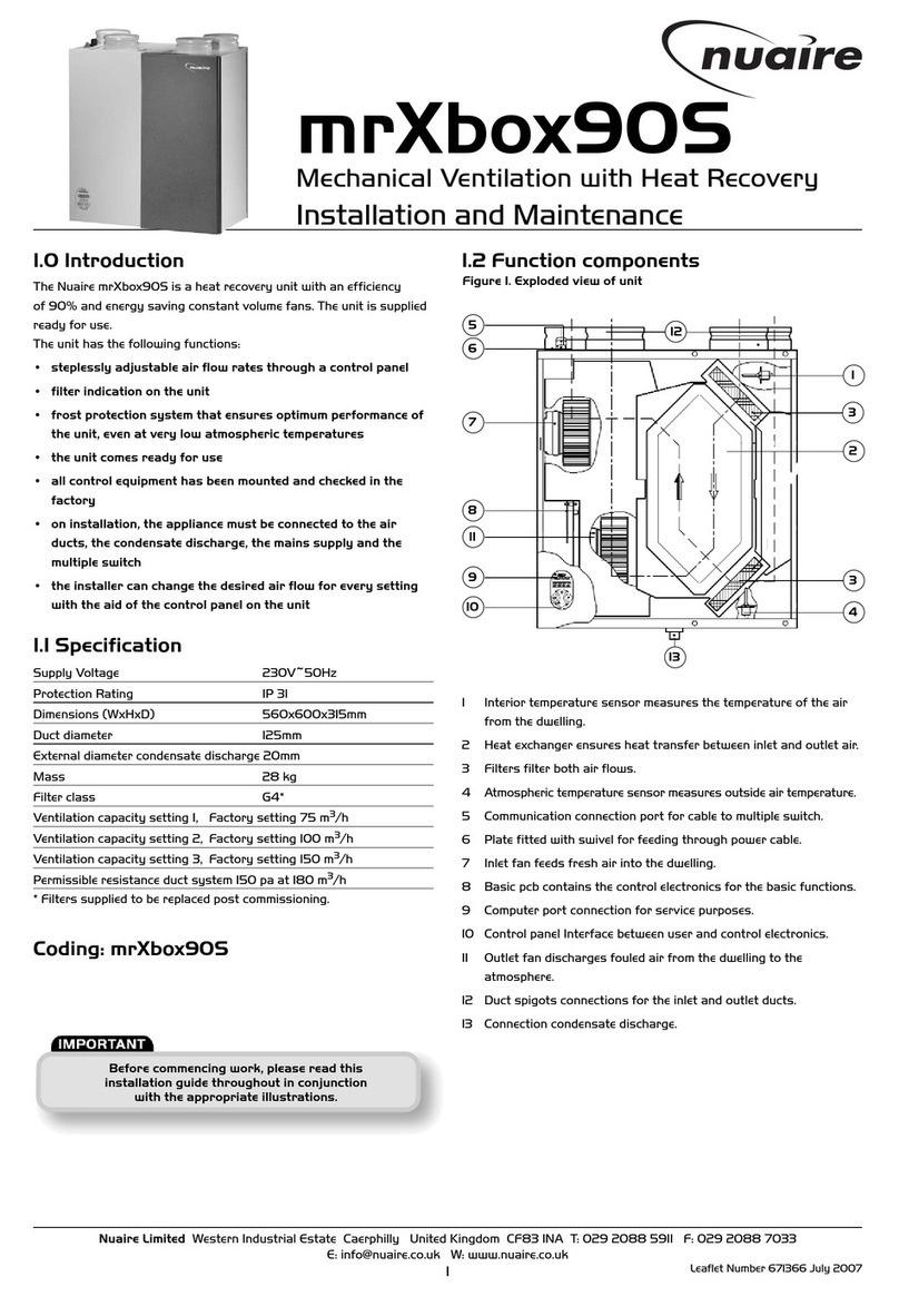 NuAire mrXbox90S Installation and Maintenance NuAire mrXbox90S Installation and Maintenance