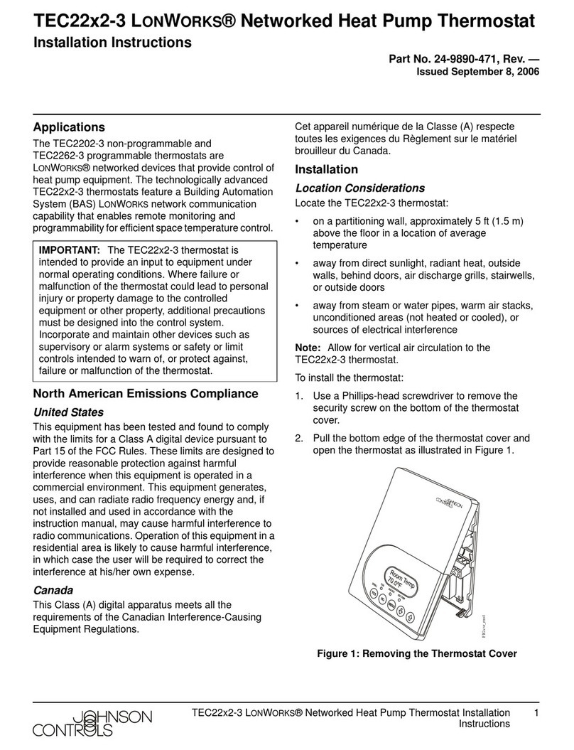 Johnson Controls TEC22 2-3 LonWorks Series User manual