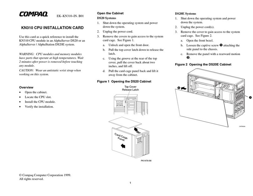 Compaq KN310 Installation Card