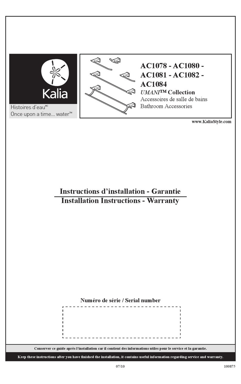 Kalia UMANI Series Installation instructions / warranty Kalia UMANI Series Installation instructions / warranty