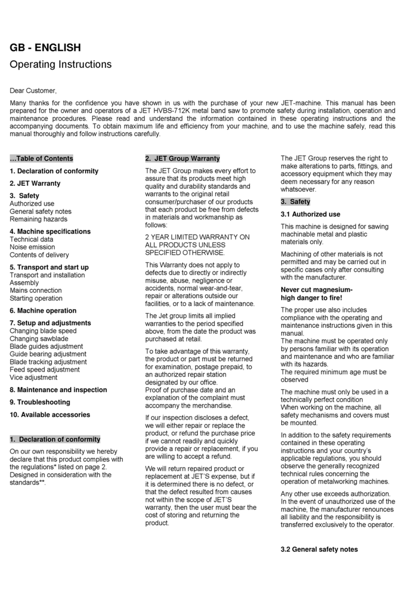 Jet HVBS-712K User manual