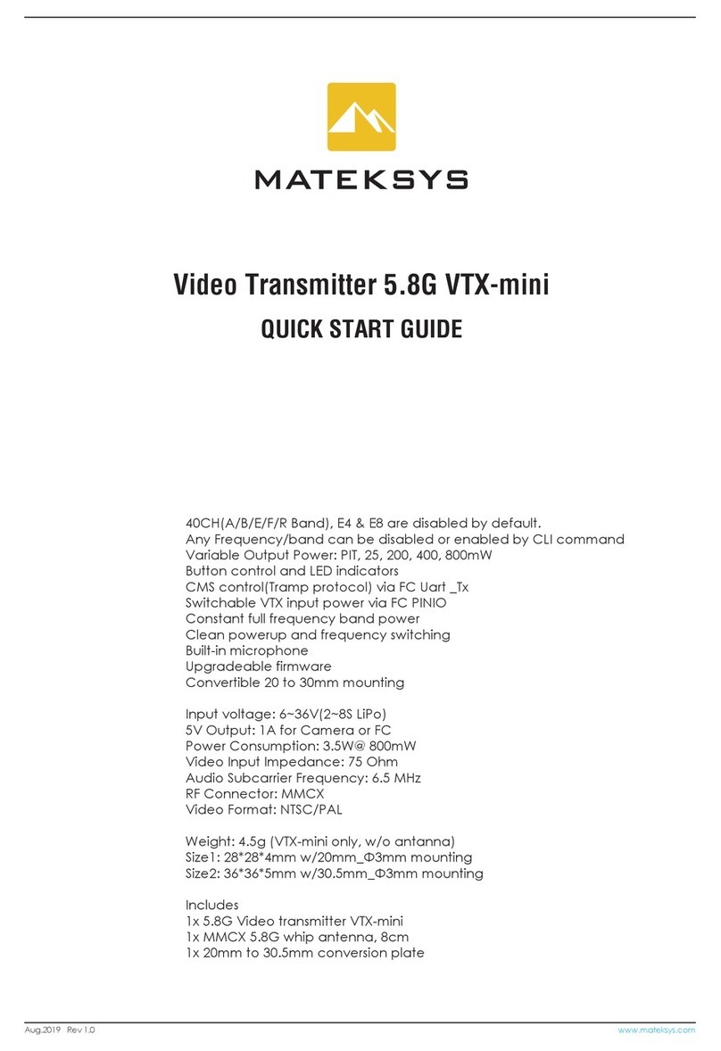 Mateksys Video Transmitter 5.8G VTX-mini quick start guide