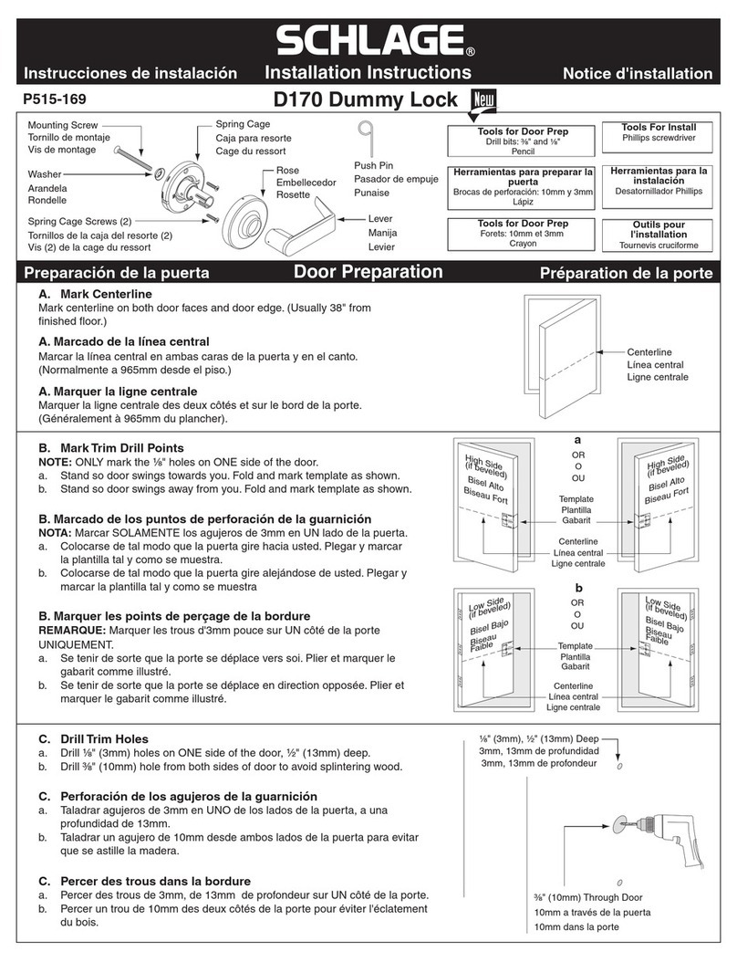 Schlage D170 installation instructions