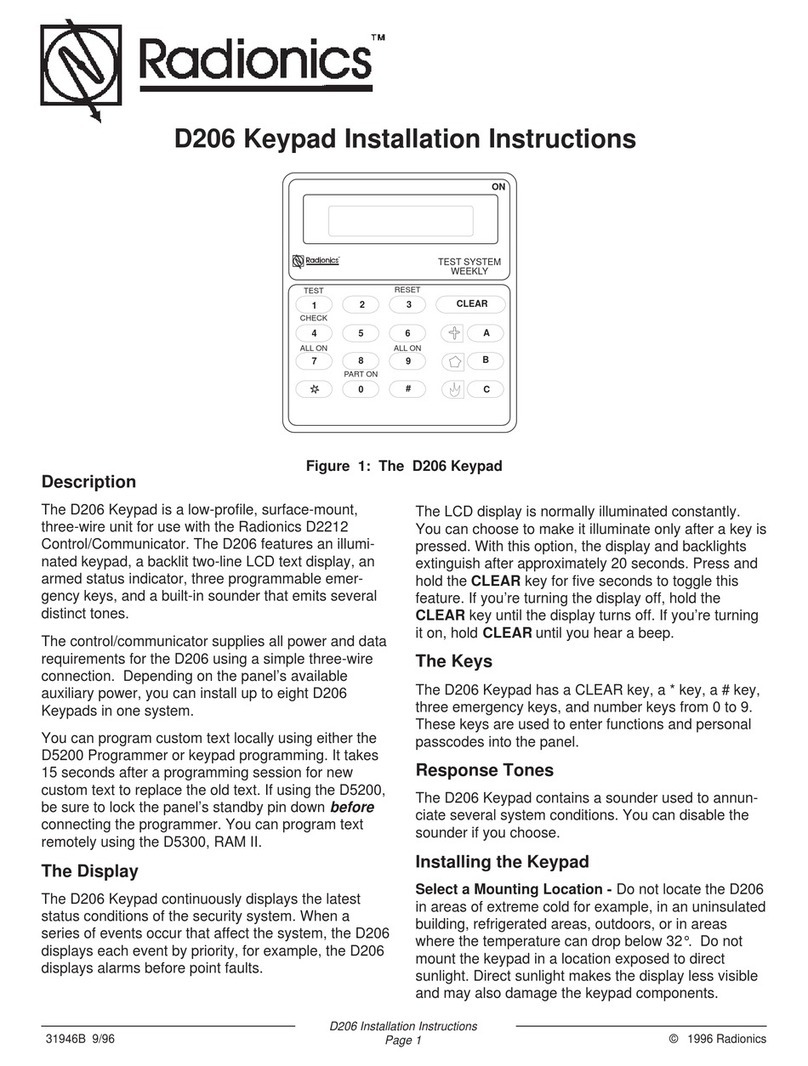 Radionics D206 User manual