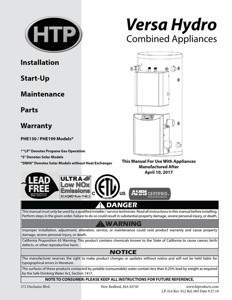 HTP Versa Hydro PHE130 Series Installation, start-up, maintenance, parts, warranty HTP Versa Hydro PHE130 Series Installation, start-up, maintenance, parts, warranty