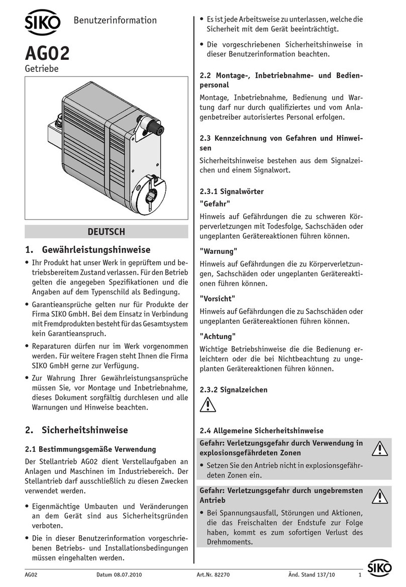 Siko AG02 Operation manual