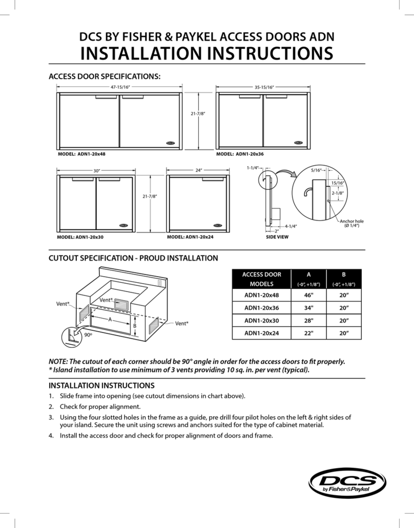 Fisher & Paykel DCS ADN1-20x30 installation instructions