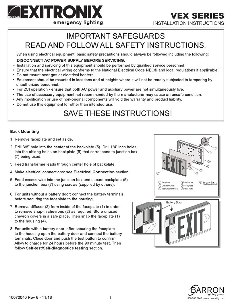 BARRON EXITRONIX VEX Series installation instructions