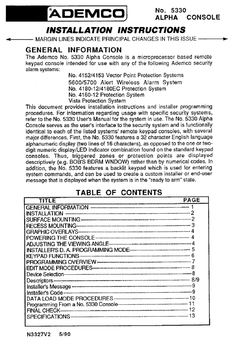 ADEMCO Alpha Console 5330 User manual