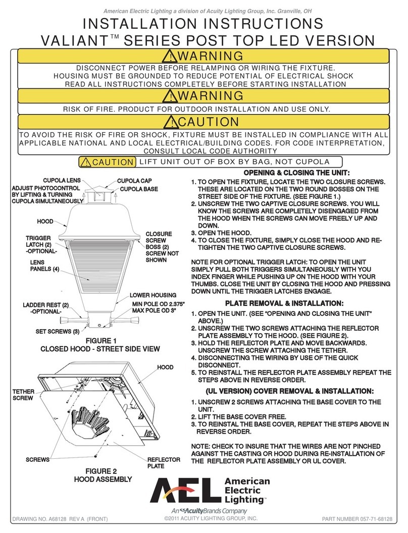 Acuity AEL VALIANT Series installation instructions
