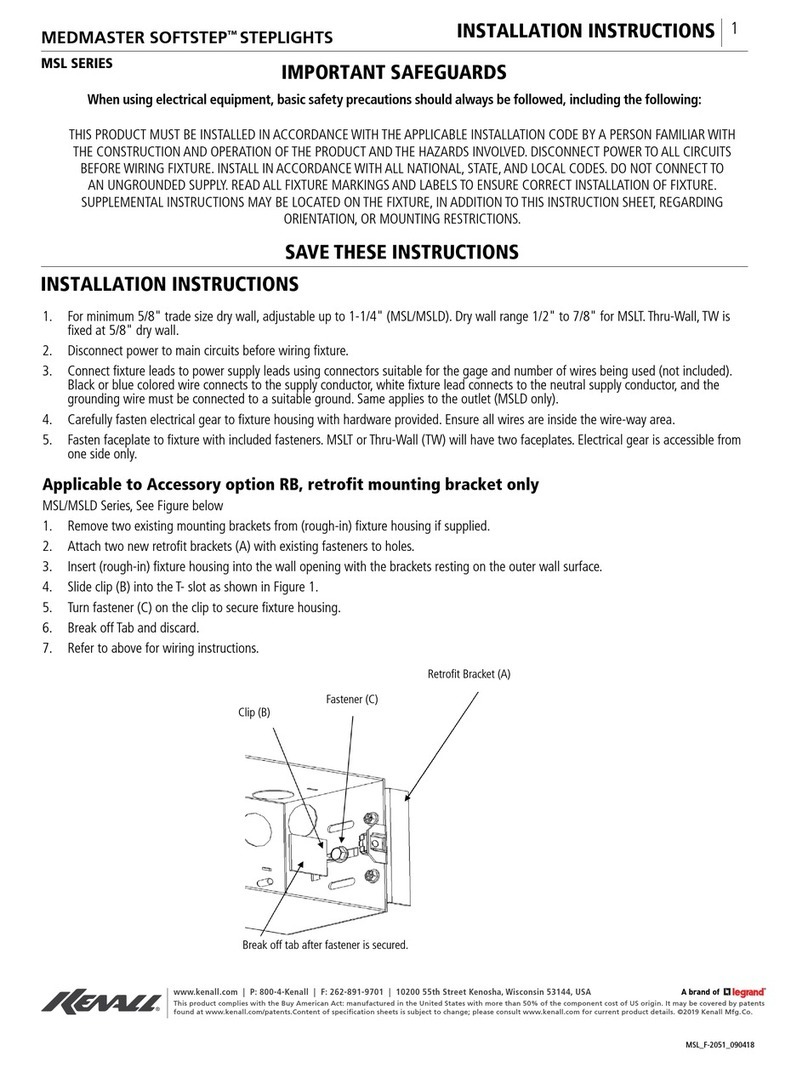 kenall Medmaster Softstep MSL Series installation instructions