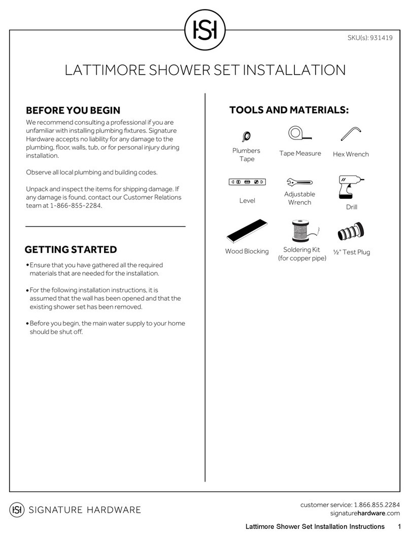 Signature Hardware LATTIMORE installation instructions
