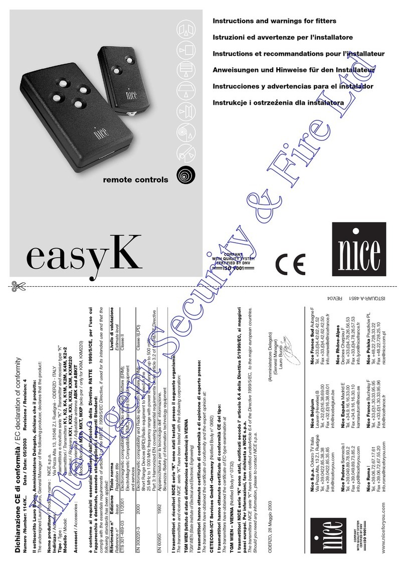 Nice easyK Series Product manual