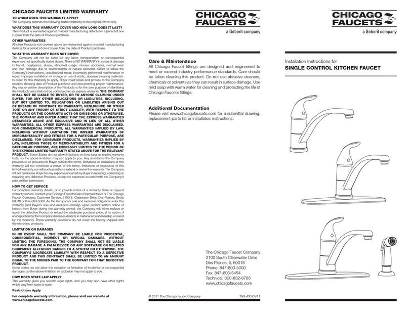Chicago Faucets 431 installation instructions Chicago Faucets 431 installation instructions