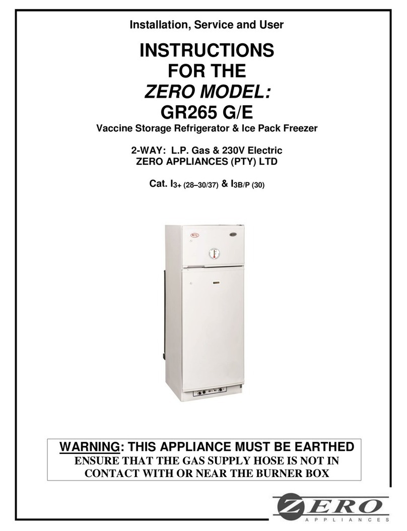 Zero Appliances GR265G Installation, service and user instructions Zero Appliances GR265G Installation, service and user instructions