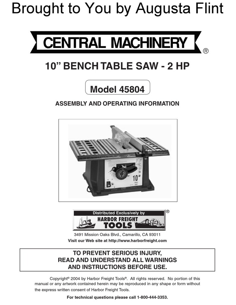 Central Machinery 45804 ASSEMBLY AND Operating information
