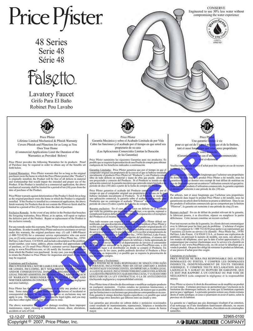 Price Pfister Falsetto 48 Series manual