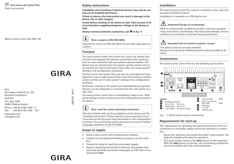 Gira Ward control centre Plus 5971 00 Short instructions