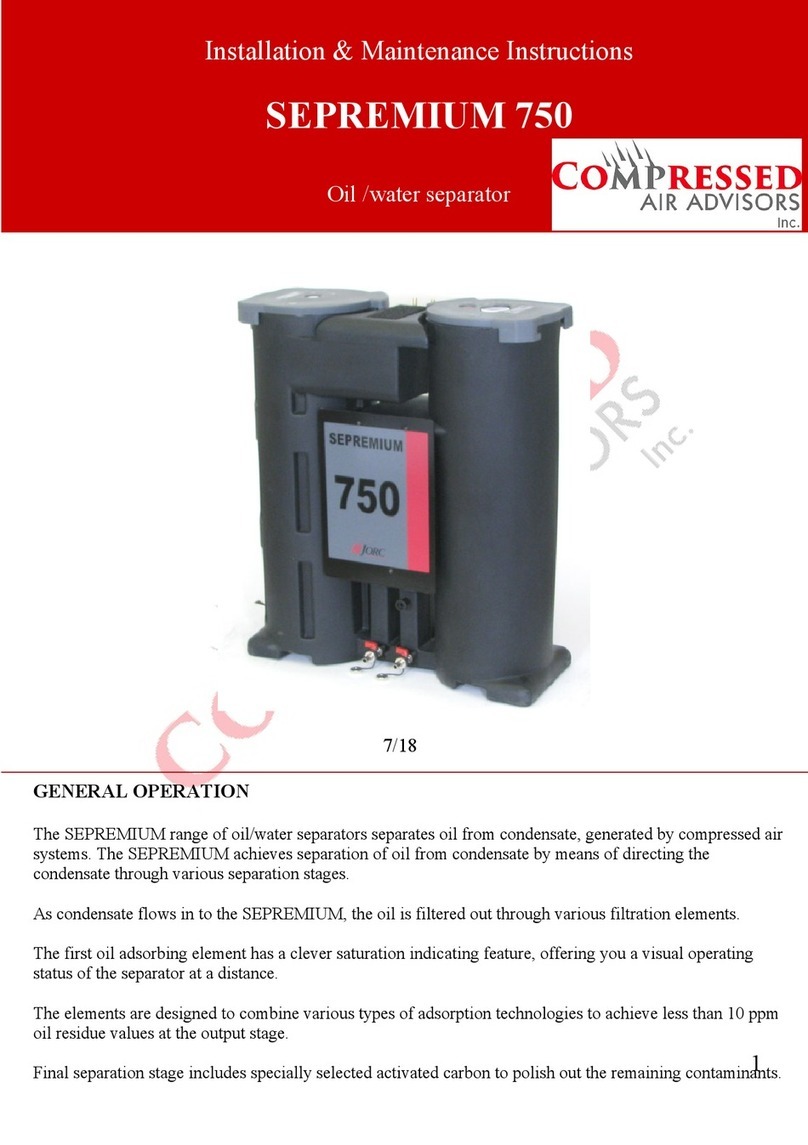 Compressed Air Advisors SEPREMIUM 750 Installation and operating instructions
