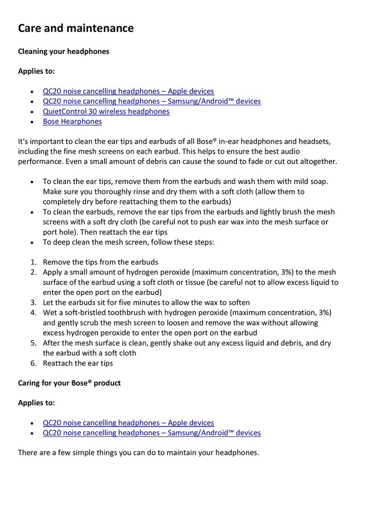Bose QuietControl 20 Maintenance manual