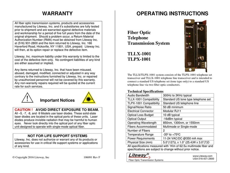 LITEWAY TLLX-1001 operating instructions