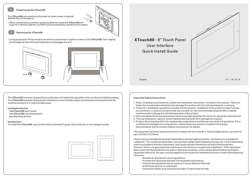Xilica Audio Design XTouch80 Quick install guide