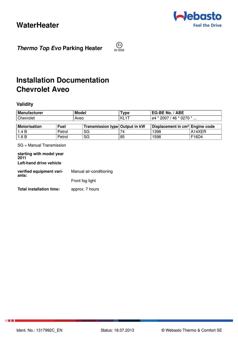 Webasto thermo top evo Installation documentation