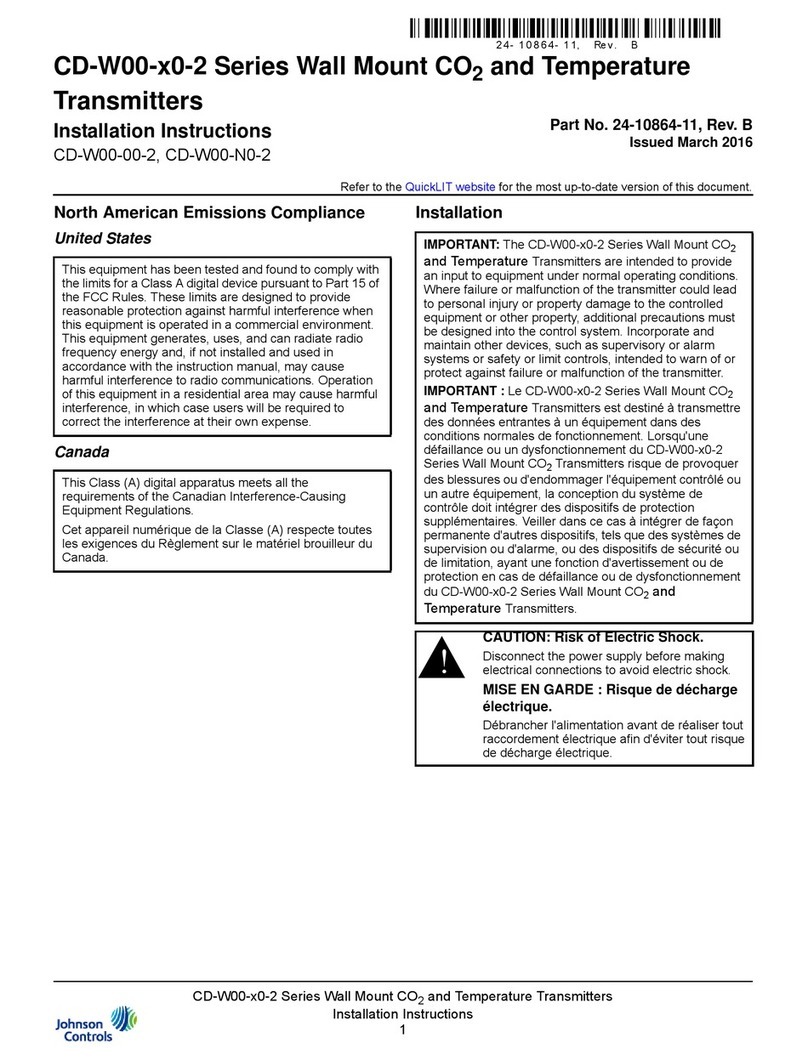 Johnson Controls CD-W00-N0-2 User manual