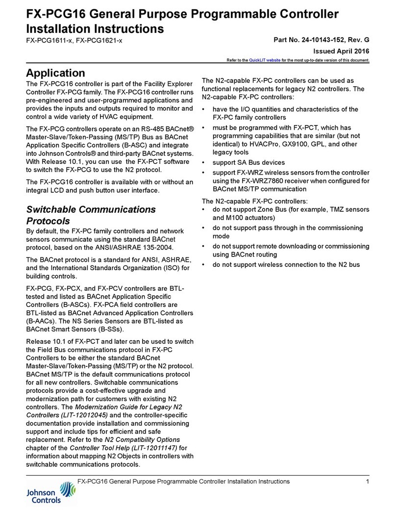 Johnson Controls FX-PCG1621 Series User manual Johnson Controls FX-PCG1621 Series User manual
